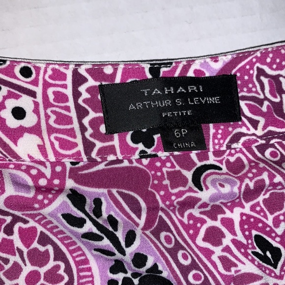 Tahari Black & Pink ALine Dress Size 6P - Picture 4 of 6